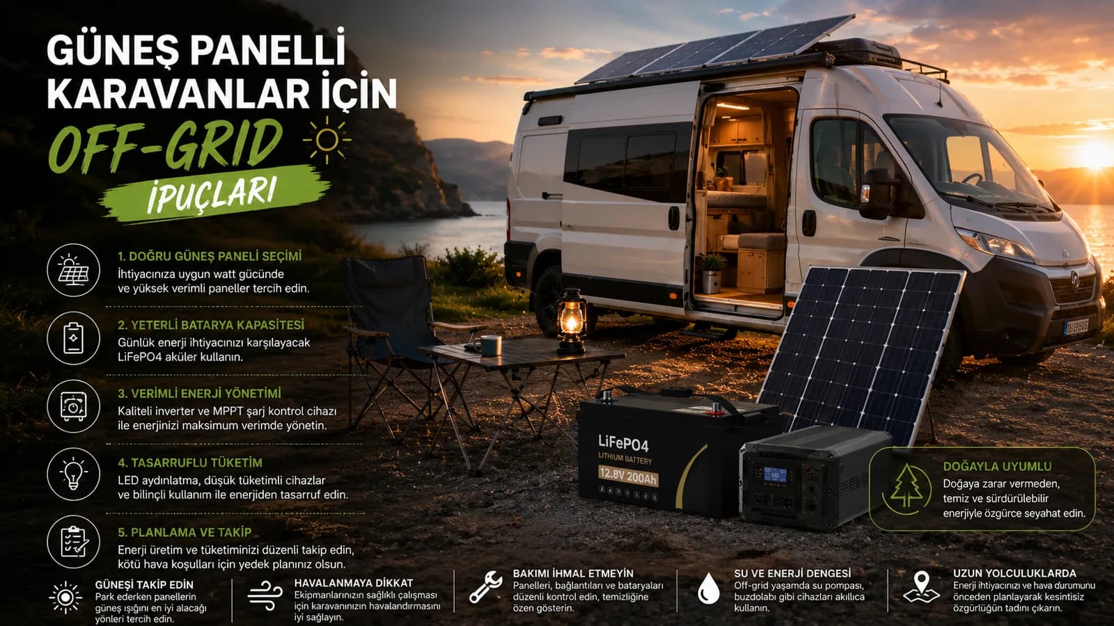 Güneş Panelli Karavanlar İçin "Off-Grid" İpuçları