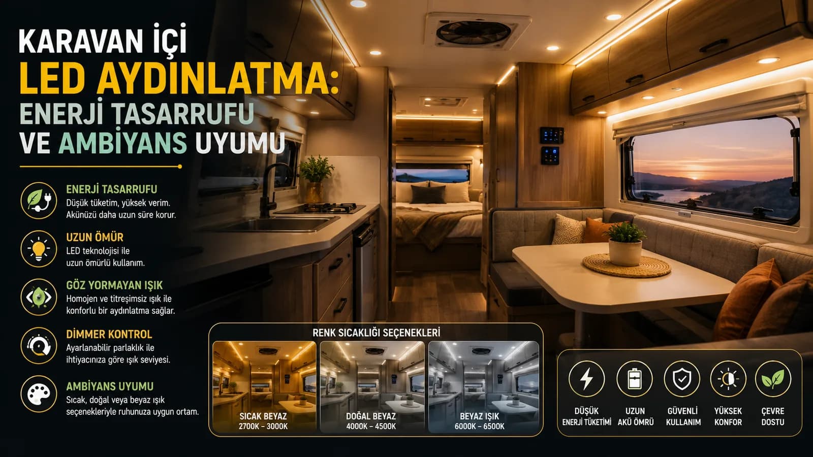 Karavan İçi LED Aydınlatma: Enerji Tasarrufu ve Ambiyans Uyumu