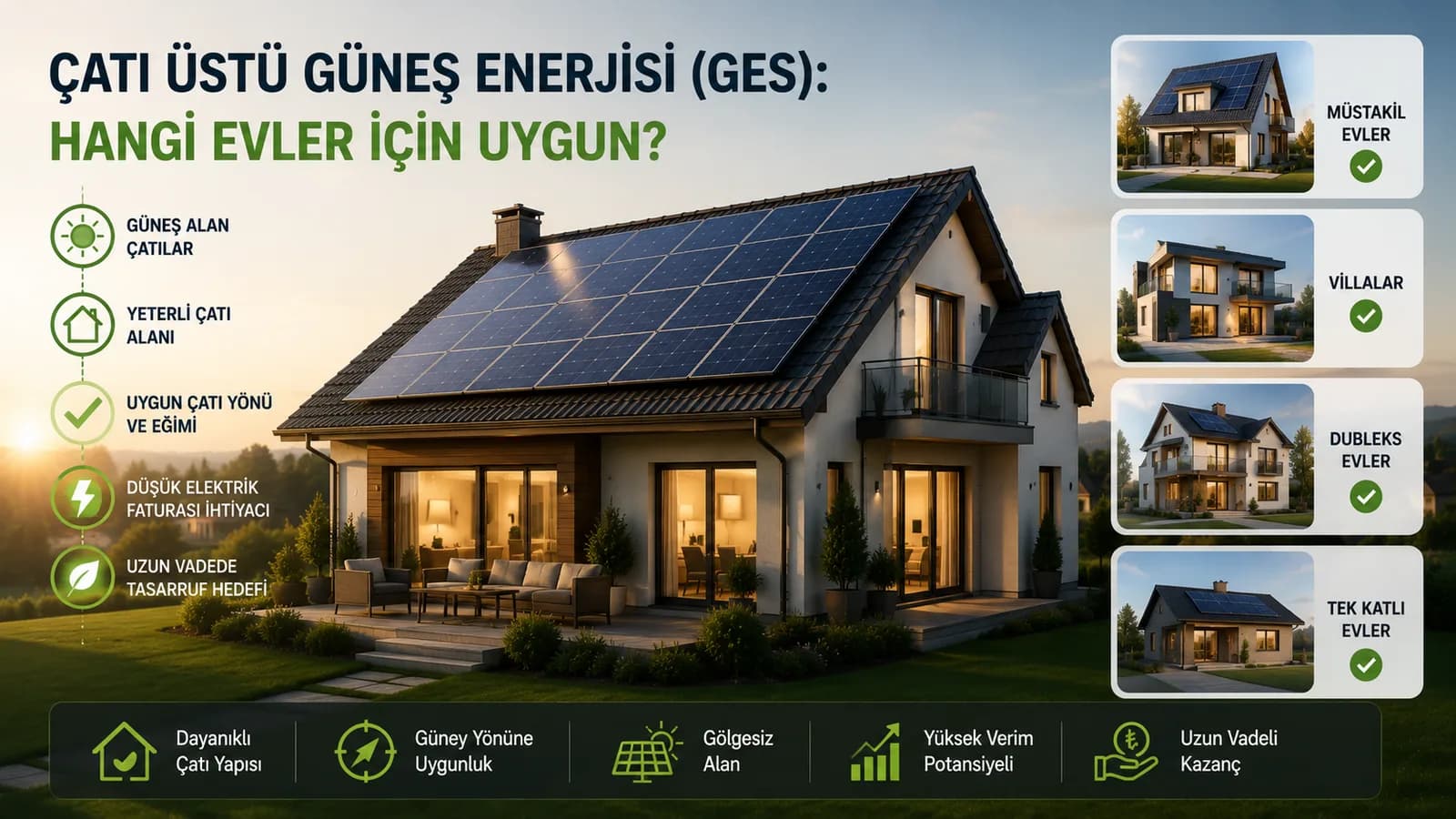 Çatı Üstü Güneş Enerjisi (GES): Hangi Evler İçin Uygun?
